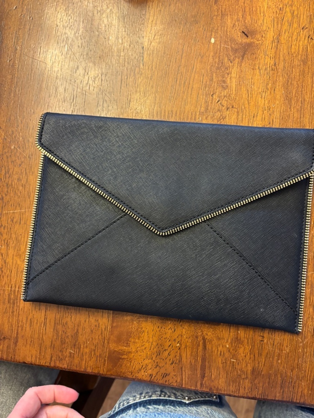 Rebecca Minkoff Black Envelope Zip-Trim Clutch never used